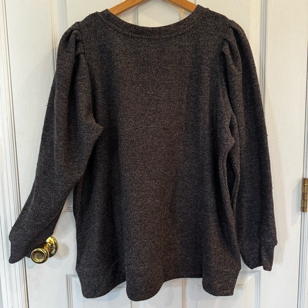 Jane + Delancey Super Soft Textured Puff Shoulder Knit Top Gray 1X NWT - Picture 10 of 10